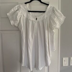 We The Free White Button Detail Blouse